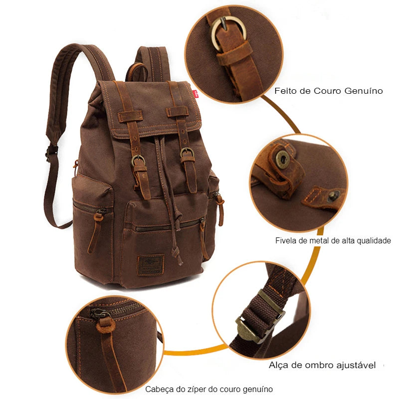 Mochila Masculina de Lona Vintage - Koopora