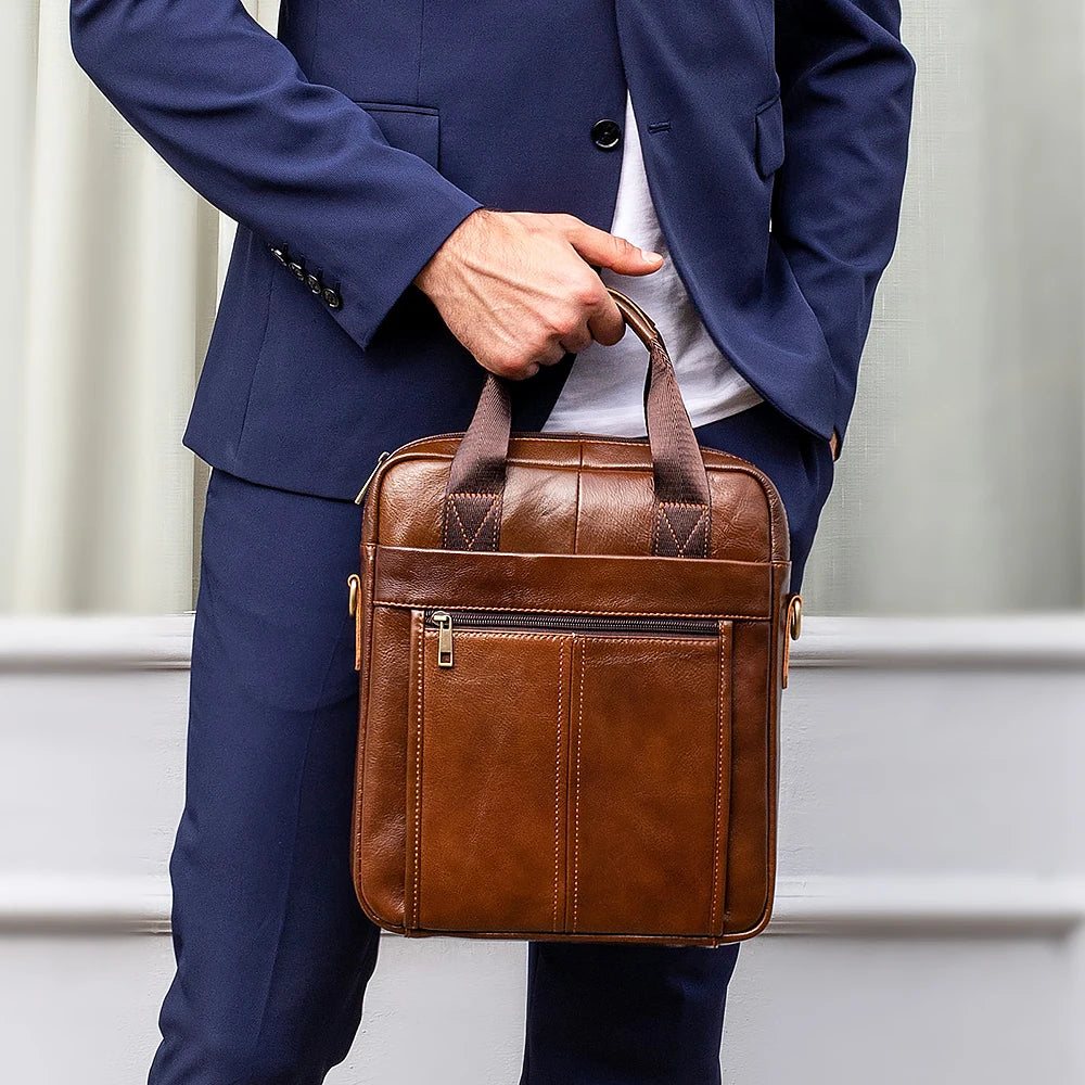 Bolsa de Ombro de Couro Genuíno Westal para Homens com Estilo