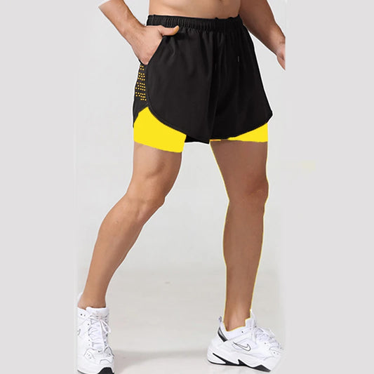 Shorts Masculinos 2 em 1 de Secagem Rápida para Treino