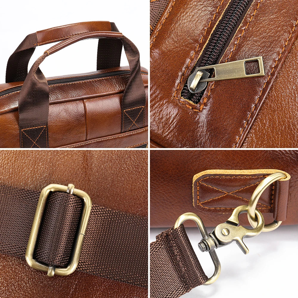 Bolsa de Ombro de Couro Genuíno Westal para Homens com Estilo