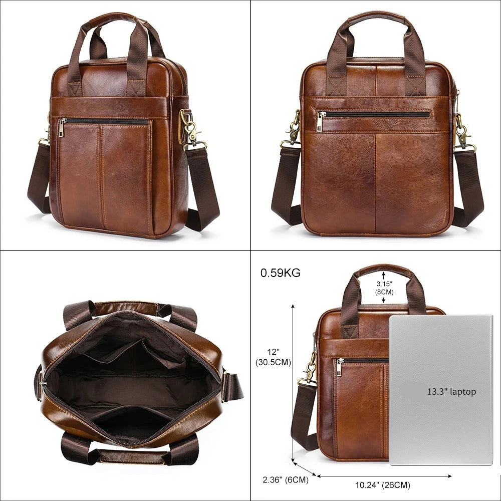 Bolsa de Ombro de Couro Genuíno Westal para Homens com Estilo