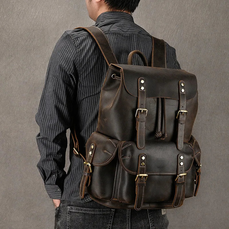 Mochila Masculina em Couro Genuín Vintage - Koopora