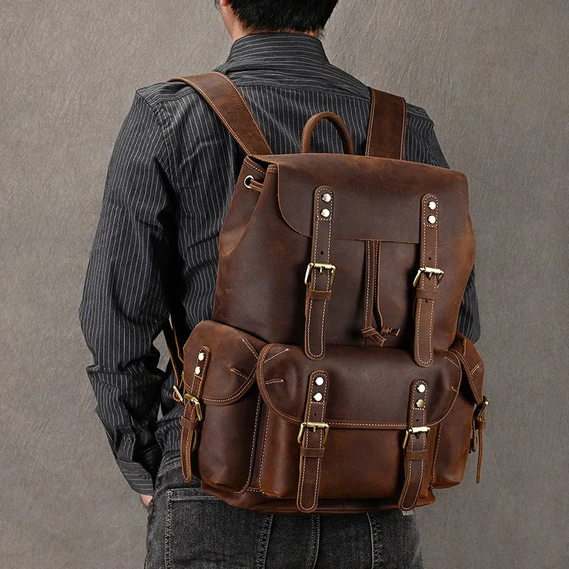 Mochila Masculina em Couro Genuín Vintage - Koopora