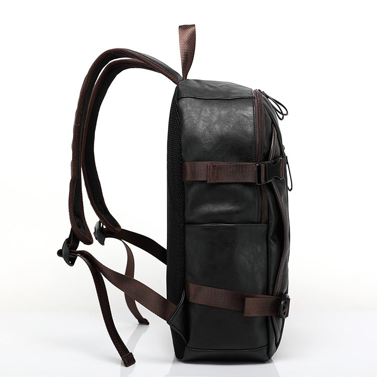 Mochila Masculina Estilo Escolar de Couro Fashion