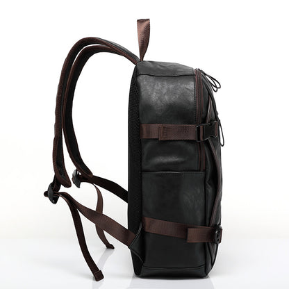 Mochila Masculina Estilo Escolar de Couro Fashion
