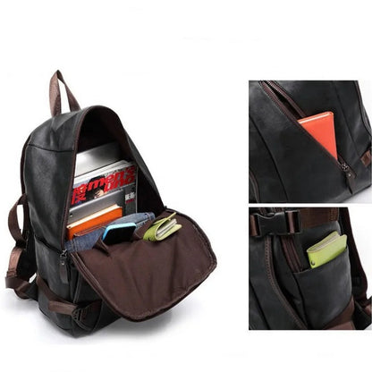 Mochila Masculina Estilo Escolar de Couro Fashion - Koopora
