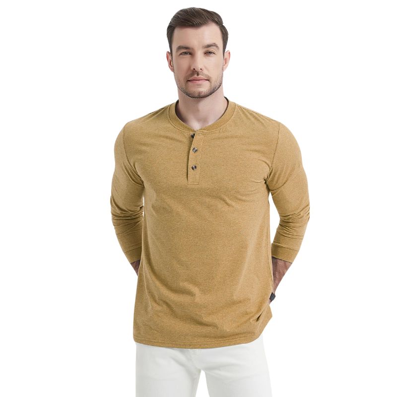 Camiseta Algodão Gola Henley e Mangas Longas - Koopora