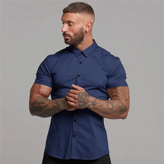 Camisa Masculina Manga Curta Azul - Koopora