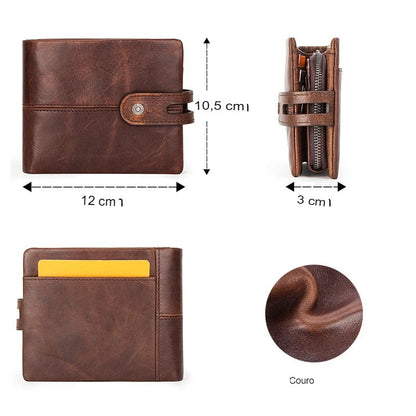Carteira Masculina Casual em Couro Crazy Horse - Koopora