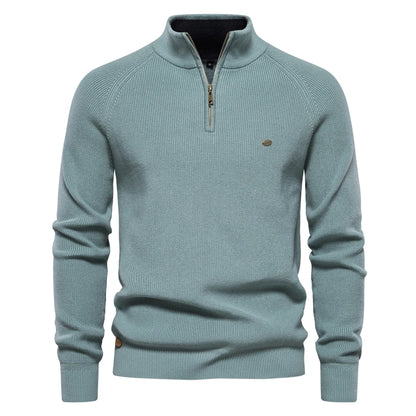 Suéter Masculino Casual de Gola Alta com Zíper - Koopora