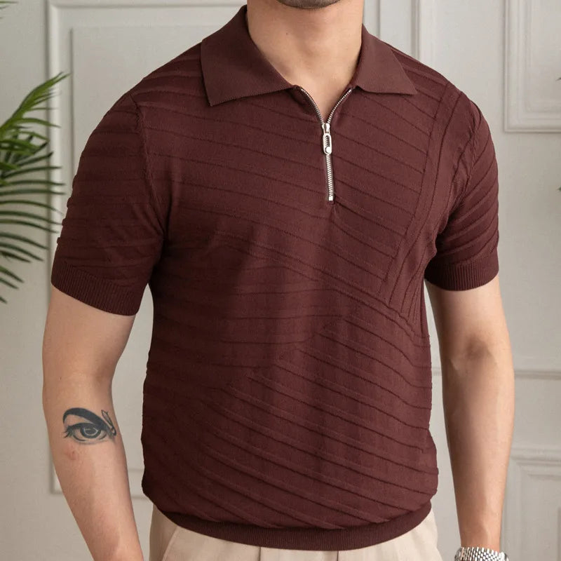 Camisa Polo Masculina Estampada para Primavera e Verão- Koopora