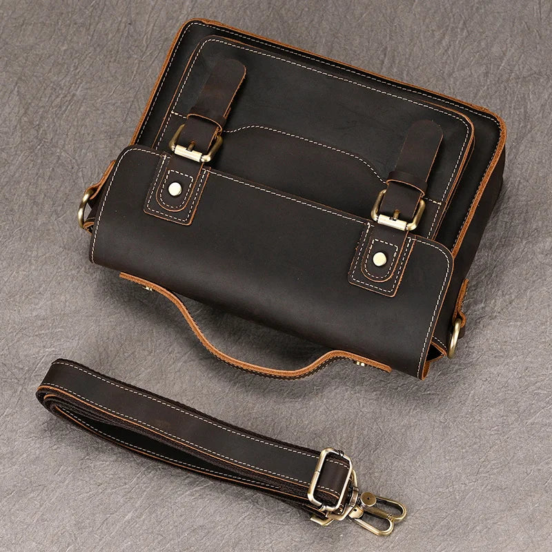 Bolsa de Ombro Masculina em Couro Vintage - Koopora