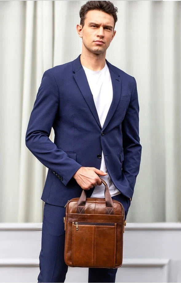 Bolsa de Ombro de Couro Genuíno Westal para Homens&nbsp;com Estilo