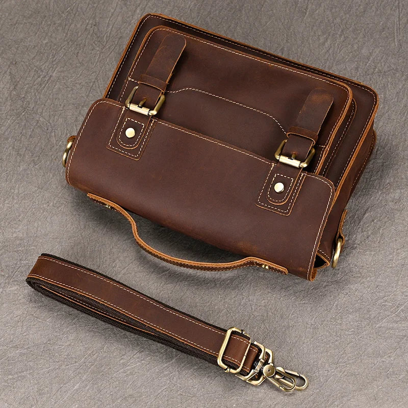 Bolsa de Ombro Masculina em Couro Vintage - Koopora