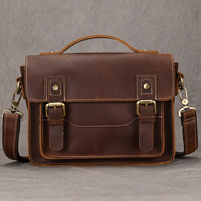 Bolsa de Ombro Masculina em Couro Vintage - Koopora