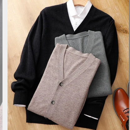 Cardigan Masculino de Cashmere Gola V - Koopora
