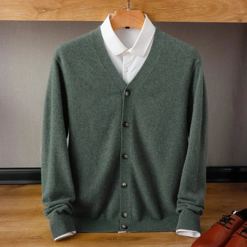 Cardigan Masculino de Cashmere Gola V - Koopora