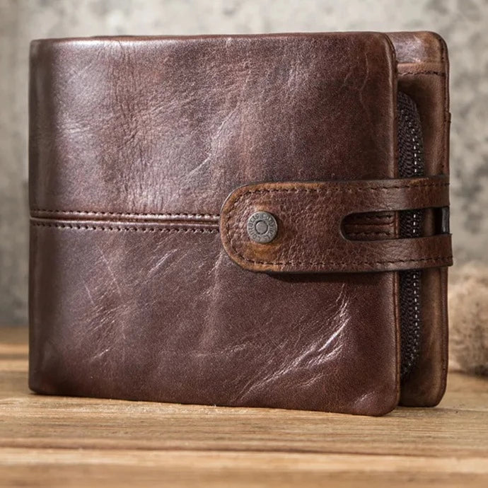 Carteira Masculina Casual em Couro Crazy Horse - Koopora