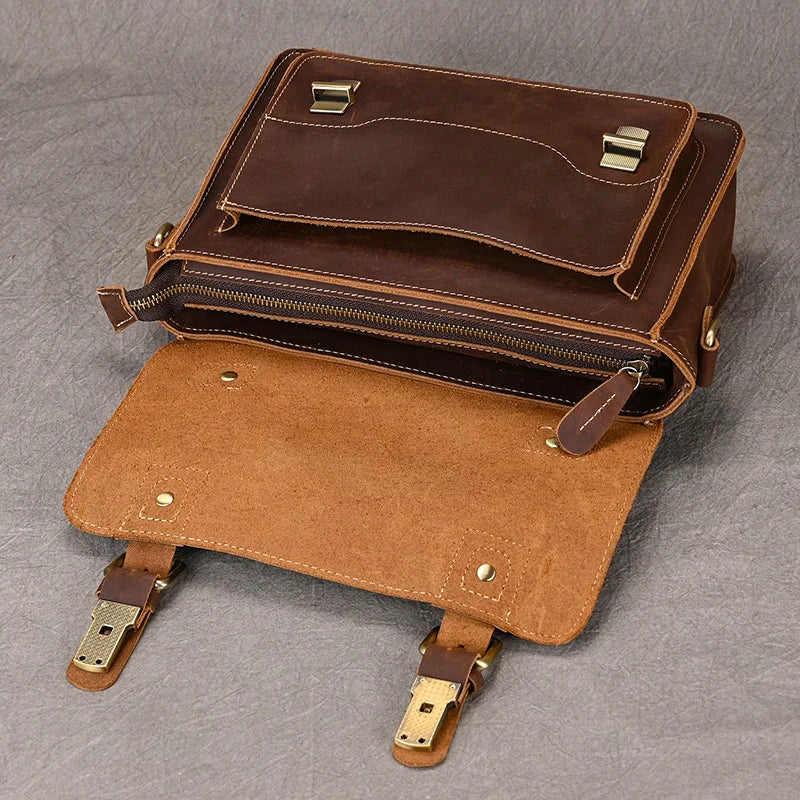 Bolsa de Ombro Masculina em Couro Vintage - Koopora