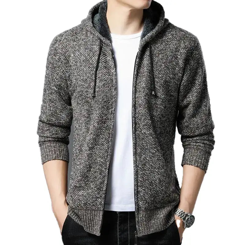 Cardigan Masculino: Casaco de Malha com Capuz e Zíper Casual