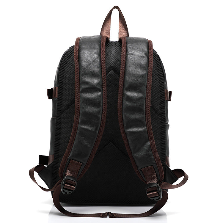 Mochila Masculina Estilo Escolar de Couro Fashion