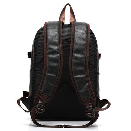 Mochila Masculina Estilo Escolar de Couro Fashion