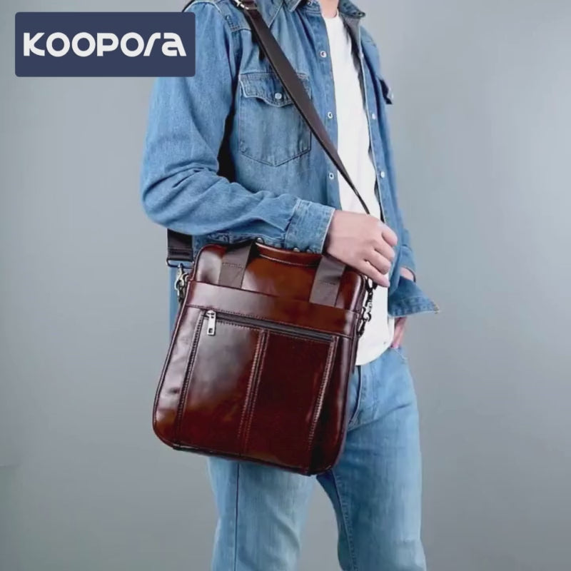 Bolsa de Ombro de Couro Genuíno Westal para Homens com Estilo